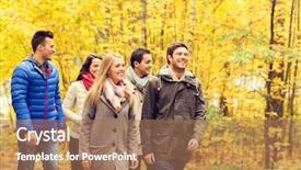  Presentation with relationship - Amazing slide deck having women walking in autumn park backdrop and a  colored foreground