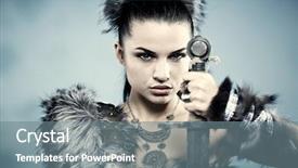  Presentation with women warrior - Slide set featuring quadratic elements square windows abstract background and a tawny brown colored foreground.