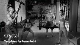  Presentation with weightlifting - Colorful presentation theme enhanced with women weight training - gym group weightlifting workout men backdrop and a dark gray colored foreground