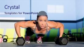  Presentation with strength - Audience pleasing theme consisting of women weight training - gym woman push-up strength pushup backdrop and a sky blue colored foreground