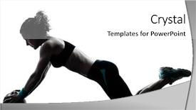  Presentation with posture - Slide deck enhanced with women weight training - one caucasian woman exercising fitness background and a white colored foreground