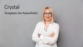  Presentation with aged - Colorful slide set enhanced with women white - pleased middle-aged blonde woman backdrop and a light gray colored foreground