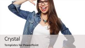  Presentation with excitement and motivation - Audience pleasing slide deck consisting of women white - surprised beautiful woman looking sideways backdrop and a  colored foreground