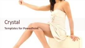  Presentation with black woman - Presentation theme enhanced with women white dresses - beautiful black woman in coctail background and a sky blue colored foreground