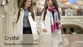  Presentation with walking young wild jaguar - PPT layouts featuring women white dresses - two young brunette girls walking background and a mint green colored foreground