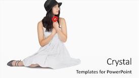  Presentation with hat and flip flop - Slides with women white dresses - woman sitting on the floor background and a white colored foreground