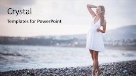  Presentation with beach - Cool new presentation with women white dresses - young woman on the beach backdrop and a white colored foreground