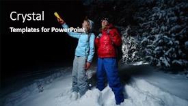  Presentation with backpacks - Amazing presentation design having night with a torch backdrop and a black colored foreground