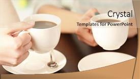  Presentation with coffee - Slides featuring women with cups of coffee background and a lemonade colored foreground
