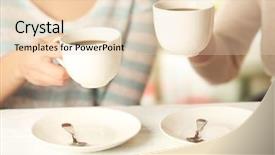  Presentation with bright - Colorful slide deck enhanced with women with cups of coffee backdrop and a lemonade colored foreground