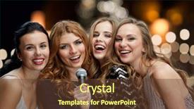  Presentation with party lights - Slides having women with microphone singing karaoke background and a tawny brown colored foreground