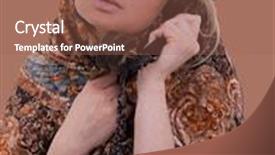  Presentation with vintage women - PPT layouts with women with old phone in vintage style background and a coral colored foreground