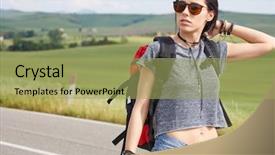  Presentation with old map paper ropes and compass - Presentation theme consisting of women with paper map waving background and a  colored foreground