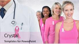 Presentation with pink ribbon breast awareness - Presentation with women with pink awareness ribbon background and a  colored foreground