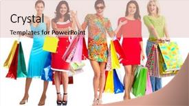  Presentation with paper bag vs plastic bags - Slide set consisting of women with shopping bags isolated background and a lemonade colored foreground