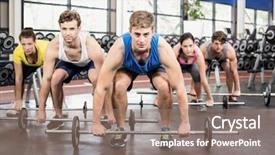  Presentation with crossfit - Beautiful presentation design featuring women working out at crossfit backdrop and a coral colored foreground
