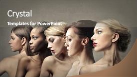  Presentation with women - Slide set having women background and a gray colored foreground
