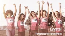  Presentation with breast cancer - Theme enhanced with cheering women supporting breast cancer background and a  colored foreground