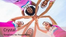 Presentation with breast cancer - Amazing slide set having portrait of five smiling runners backdrop and a coral colored foreground