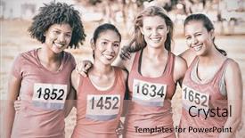  Presentation with breast cancer - Presentation design having smiling runners supporting breast cancer background and a  colored foreground