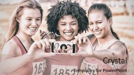  Presentation with breast cancer - Presentation theme having runners supporting breast cancer marathon background and a  colored foreground