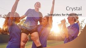  Presentation with team player - Amazing slide deck having womens-football-team-celebrating-winning backdrop and a lemonade colored foreground