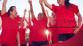  Presentation with winning - Slides enhanced with womens-football-team-celebrating-winning background and a red colored foreground