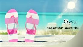  Presentation with bahamas - Presentation enhanced with womens footwear - flip-flops against ocean exuma bahamas background and a arctic colored foreground