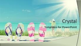  Presentation with bahamas - Colorful theme enhanced with womens footwear - flip-flops against ocean great exuma backdrop and a  colored foreground
