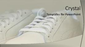  Presentation with industrial pumps - PPT layouts enhanced with womens footwear - white lace sneaker trainers pumps background and a light gray colored foreground