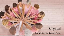  Presentation with radiology breast cancer - PPT layouts with womens group - female friends supporting breast cancer background and a coral colored foreground