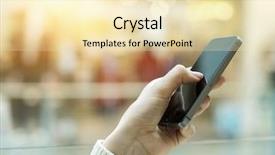  Presentation with phone - Theme having womens hand using mobile phone background and a lemonade colored foreground