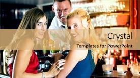  Presentation with bartender - Slide deck with womens in bar or club background and a yellow colored foreground