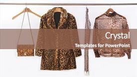  Presentation with brown leather - Colorful PPT layouts enhanced with women's leopard pattern clothes backdrop and a tawny brown colored foreground