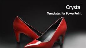  Presentation with leather shoes - Slide set enhanced with womens footwear - women's red leather pumps shoes background and a  colored foreground