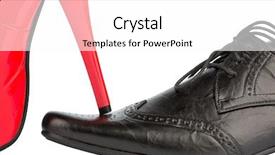  Presentation with shoe - Slides having mens fashion - women's shoes on men's shoe background and a white colored foreground