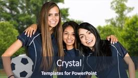  Presentation with soccer field - Beautiful slides featuring women's soccer team playing backdrop and a tawny brown colored foreground