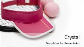  Presentation with pink white - PPT theme enhanced with womens sports - tennis racket pink sport visor background and a  colored foreground