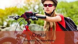  Presentation with school trip - Audience pleasing PPT theme consisting of womens sports - woman on bicycle ride mountain backdrop and a tawny brown colored foreground