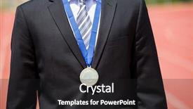  Presentation with gold medal - Presentation with won - mid section of businessman wearing background and a dark gray colored foreground