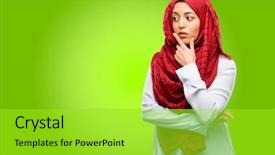  Presentation with hijab - PPT layouts featuring wonder concept uncertain future background and a yellow colored foreground