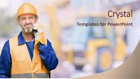  Presentation with construction work - Presentation design consisting of wonder concept uncertain future background and a lemonade colored foreground