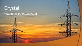  Presentation with power transmission line - Beautiful slides featuring wonder sunset and power line backdrop and a  colored foreground