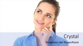  Presentation with oktoberfest bavarian white and blue - Cool new presentation theme with wonder woman - attractive young thoughtful businesswoman backdrop and a  colored foreground