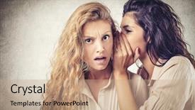  Presentation with sharing - PPT theme consisting of portrait of beautiful woman with trendy makeup on white background background and a soft green colored foreground