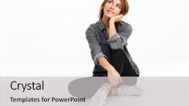  Presentation with space - Beautiful PPT layouts featuring wonder woman - portrait of a pensive wondering backdrop and a light gray colored foreground