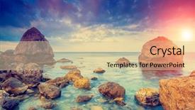  Presentation with black sea - Presentation theme having wonderful - fantastic morning blue sea glowing background and a lemonade colored foreground