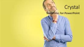  Presentation with thinking - Cool new slide deck with wonderful - handsome middle age man thinking backdrop and a yellow colored foreground