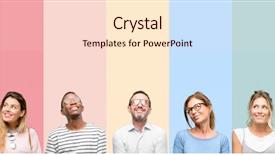  Presentation with women - Presentation theme consisting of wonderful - mixed group of people women background and a lemonade colored foreground