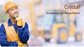  Presentation with construction work - Beautiful PPT theme featuring wonderful - senior engineer man construction worker backdrop and a lemonade colored foreground